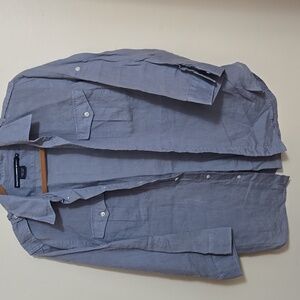 Ralph Lauren Blue 100% Linen Button Down Shirt